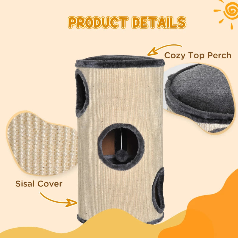 70cm Cat Tree Scratching Post - Sisal Activity Center & Condo for Indoor Cats - Climbing Play House & Bed
