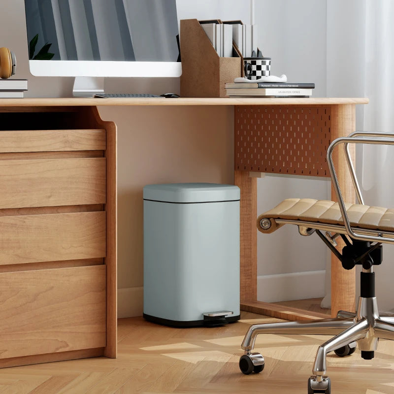 20L Modern Boxy Metal Kitchen Bin - Stylish Light Green Trash Can for Home Organization & Waste Management