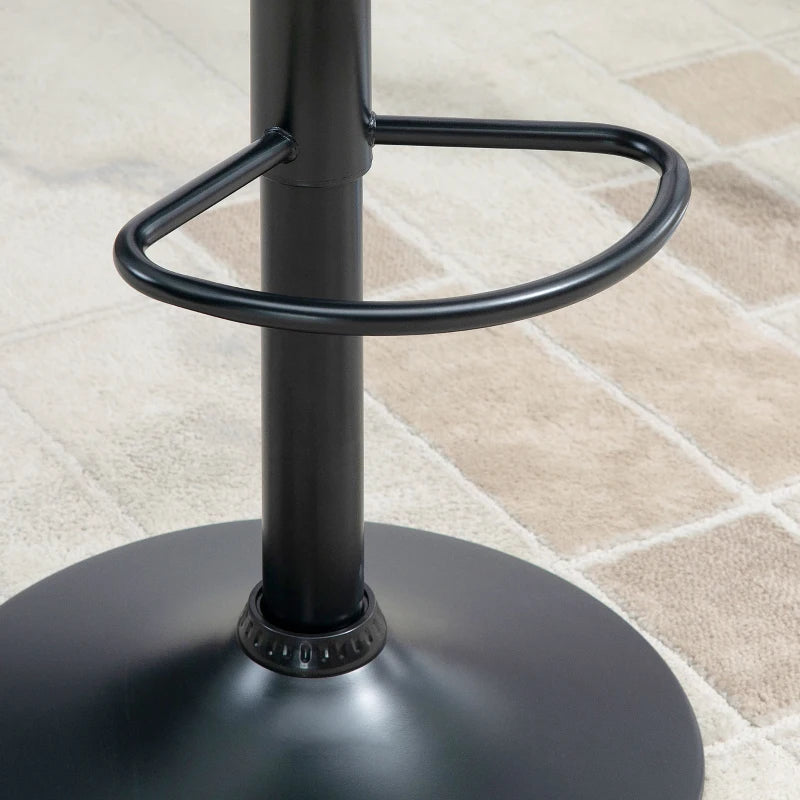 Adjustable Height Swivel Bar Stools Set of 2 - Grey PU Leather Chairs with Backrest & Footrest