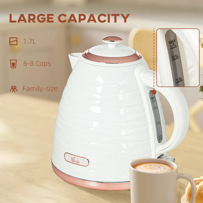 3kW Rapid Boil Honeycomb Kettle in Cream - Stylish Electric Tea Kettle for Fast Boiling and Modern Kitchen Decor