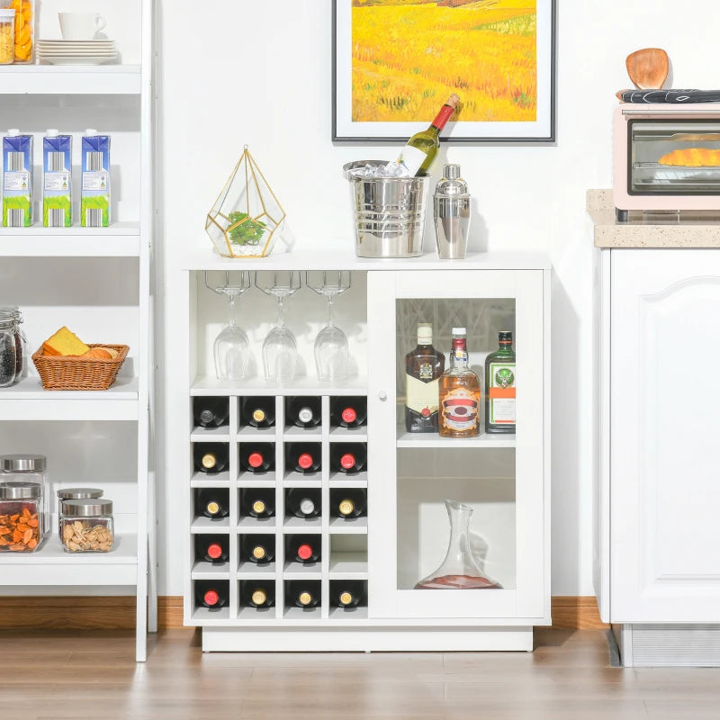 Modern Wine Cabinet with Glass Door & 20-Bottle Rack - Stylish Cupboard for Living Room, Home Bar, Dining Room Decor