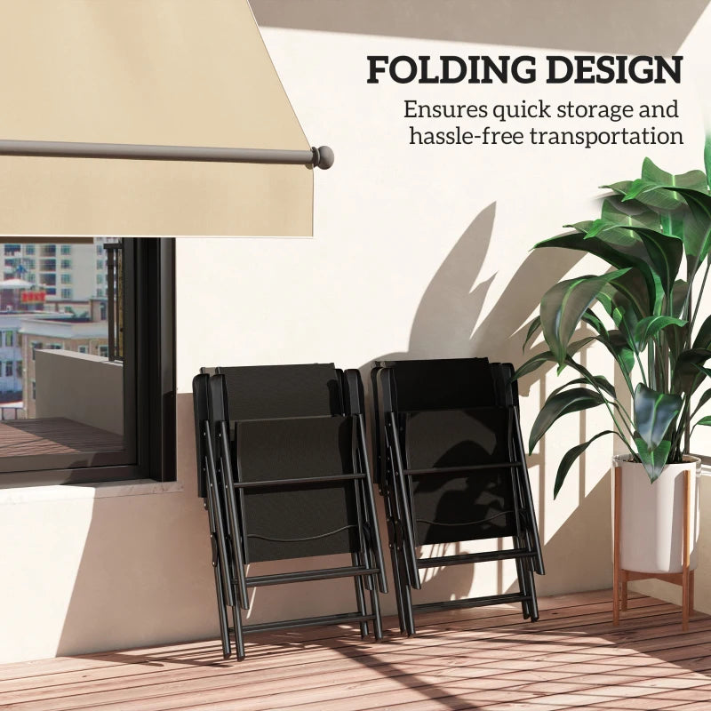 Set of Four Black Folding Outdoor Chairs - Compact Size for Easy Storage