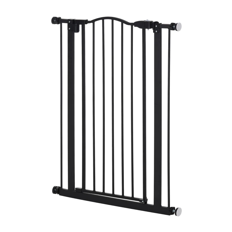 Pressure Fit Dog Stair Gate - No Drilling Safety Gate with Auto Close, Adjustable 74-80cm, 94cm Tall, Black for Doorways & Hallways