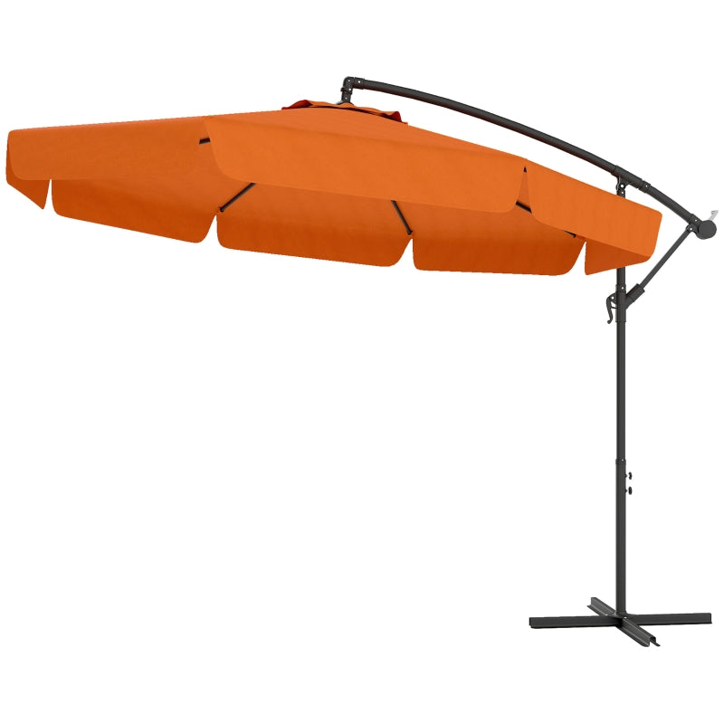 2.7m Orange Garden Cantilever Banana Parasol - Outdoor Umbrella for Patio and Deck