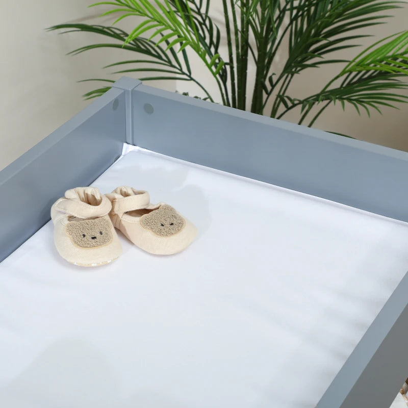 Baby Changing Unit with 4 Storage Drawers and Mat for Nursery Bedroom Grey 84 x 84.5 cm