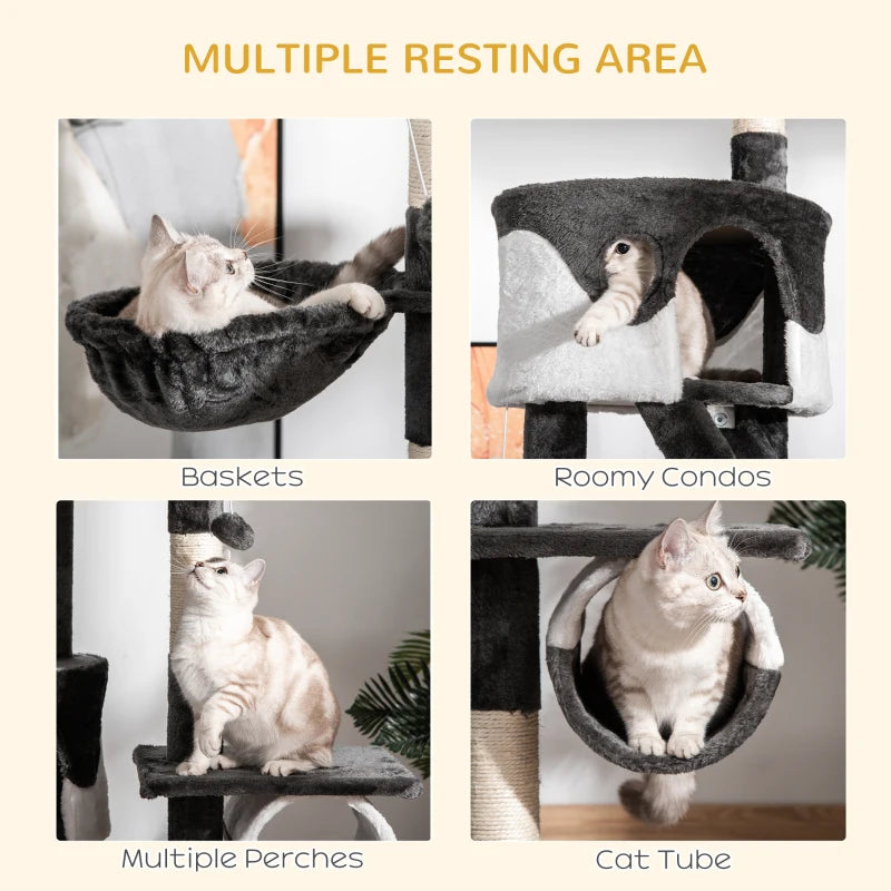 Adjustable Floor-to-Ceiling Cat Tree for Indoor Cats - 240-260cm Height, Stylish White Design, Perfect for Climbing & Play