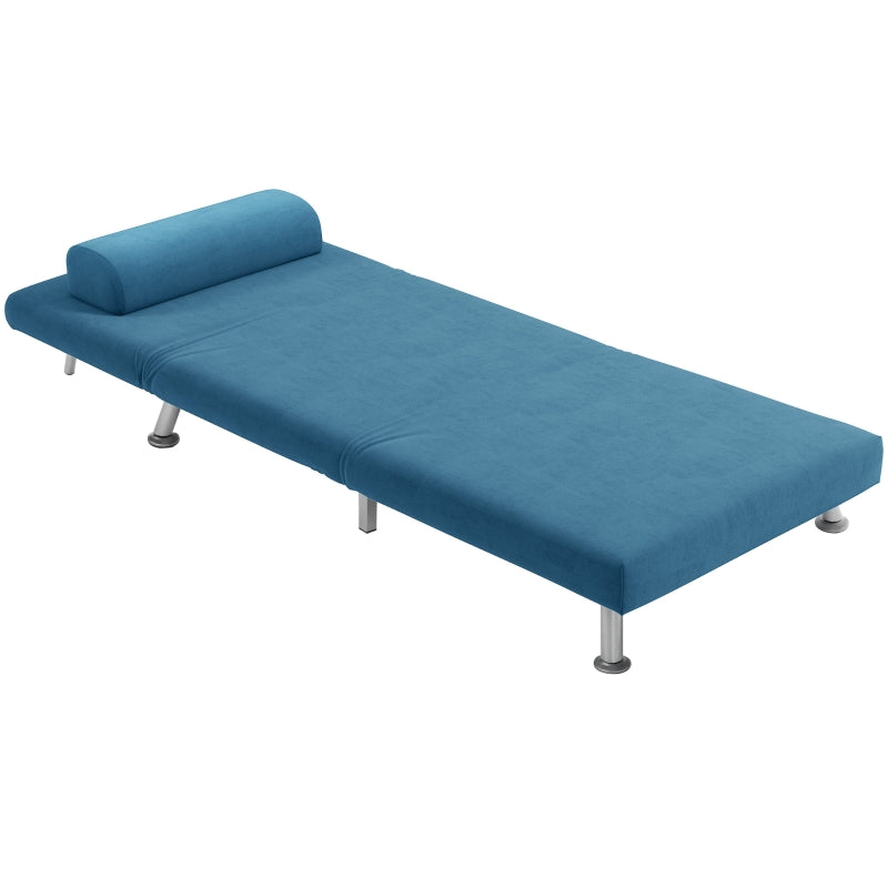 Velvet-Feel Sleeper Chair in Blue - Stylish and Comfortable Multi-Functional Seating Solution