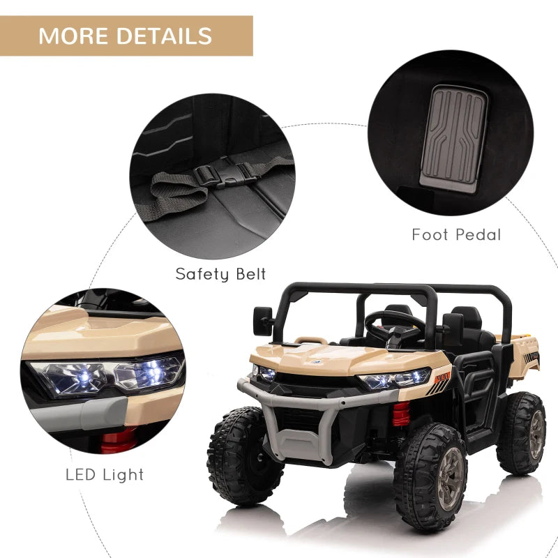 12V Yellow Electric Ride-On Car for Kids with Remote Control and Bucket Feature