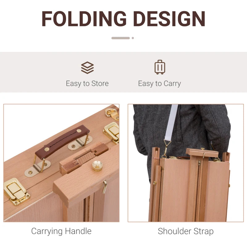 Portable Wooden Art Easel Tripod - Lightweight Folding Sketch Board for Artists & Painters - Natural Wood Craft Supplies