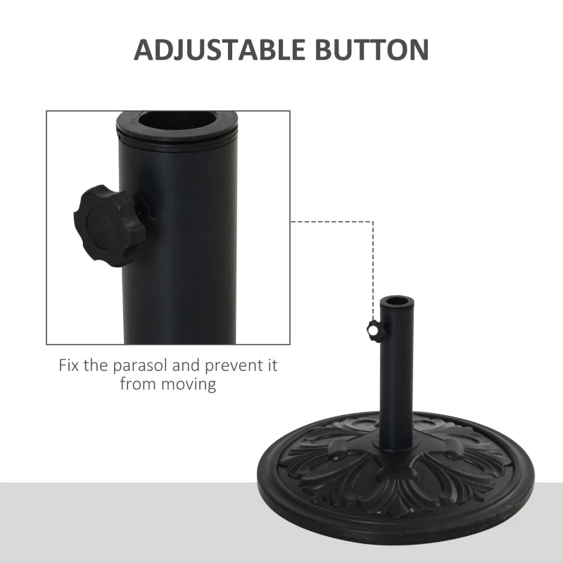 Black Round Patio Umbrella Base Stand - 13kg Weight for Outdoor Garden