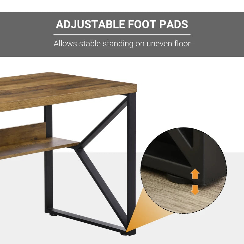Stylish Computer Desk with Storage Shelf - 120x60x76cm Black Brown Wood Effect Home Office Workstation
