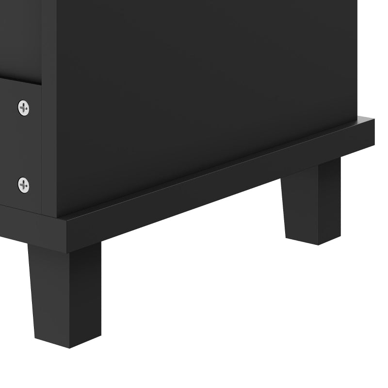 4-Tier Rolling Kitchen Island with Versatile Storage - Black Wooden Finish for Utensils & Kitchen Organization