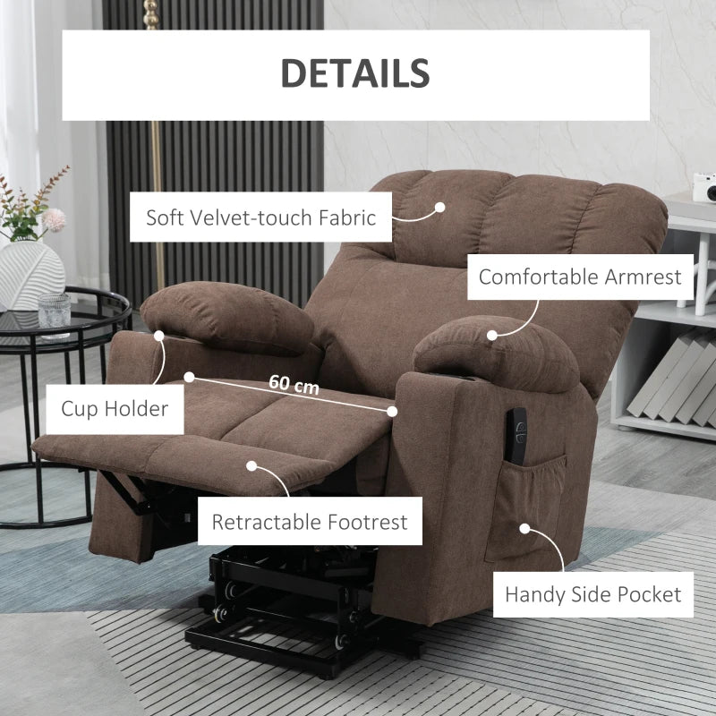 Electric Riser Recliner Chair for Elderly with Remote Control - Power Lift, Dark Brown