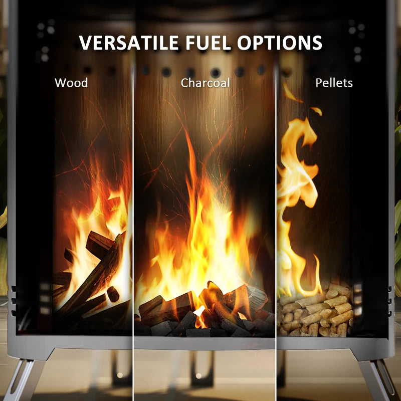 Portable Smokeless Fire Pit - 16x16cm Stainless Steel Wood Burning Tabletop Fire Pit for Garden & Camping - Silver Tone