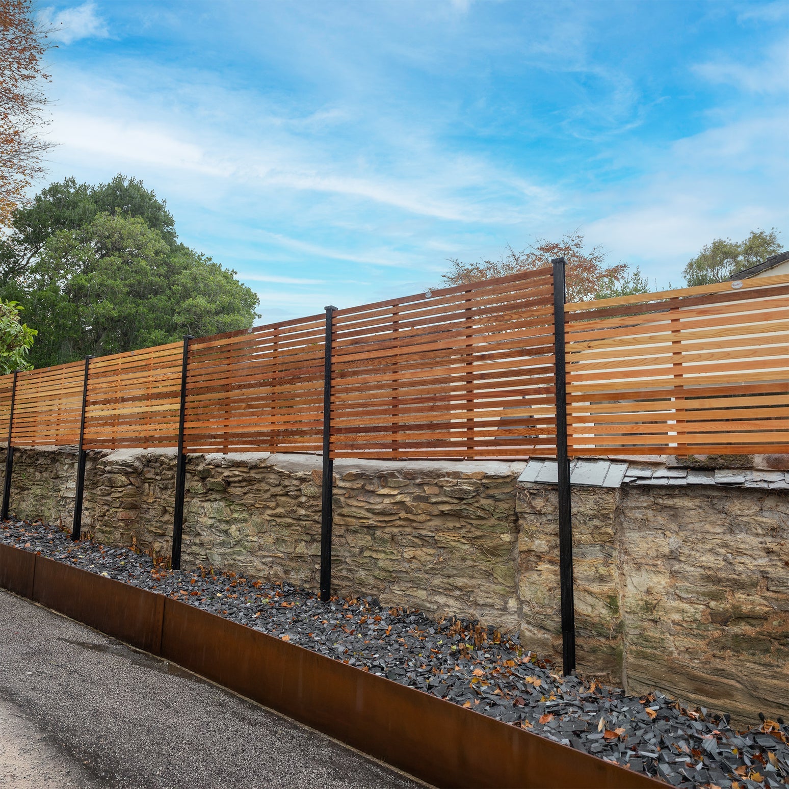 Canadian Cedar Slatted Fence Panels – Modern Timber Garden Screening and Fencing Panels