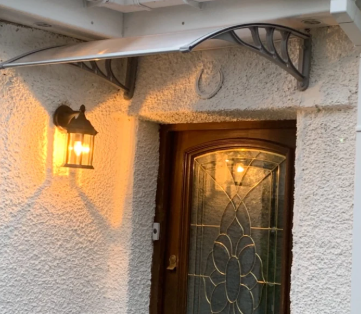 100 x 75cm Clear Front/Back Door Canopy - Aluminium Rigid Plastic Polycarbonate Rain Shelter