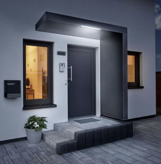 Custom Made 200x90cm - 2.3m High - Aluminium Canopy With LED Light Strip & Side Panel - Anthracite Grey