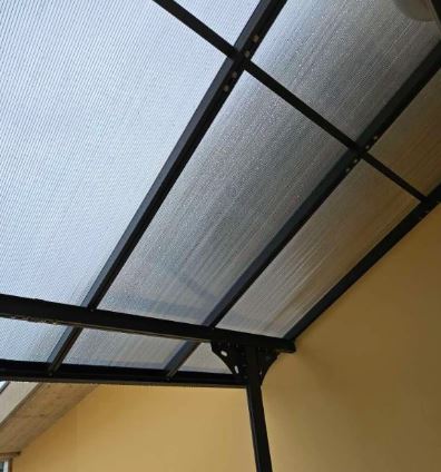 Aluminum Post Outdoor Patio Pergola, 4.35 x 3 m, PC Roof, Grey