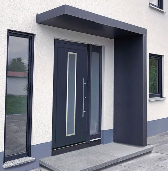 Custom Made 200x90cm - 2.3m High - Aluminium Canopy With LED Light Strip & Side Panel - Anthracite Grey