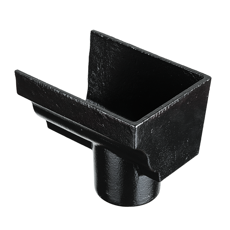 Cast Iron 5x4" Moulded Ogee Gutter Dropend Outlet 3" External Painted