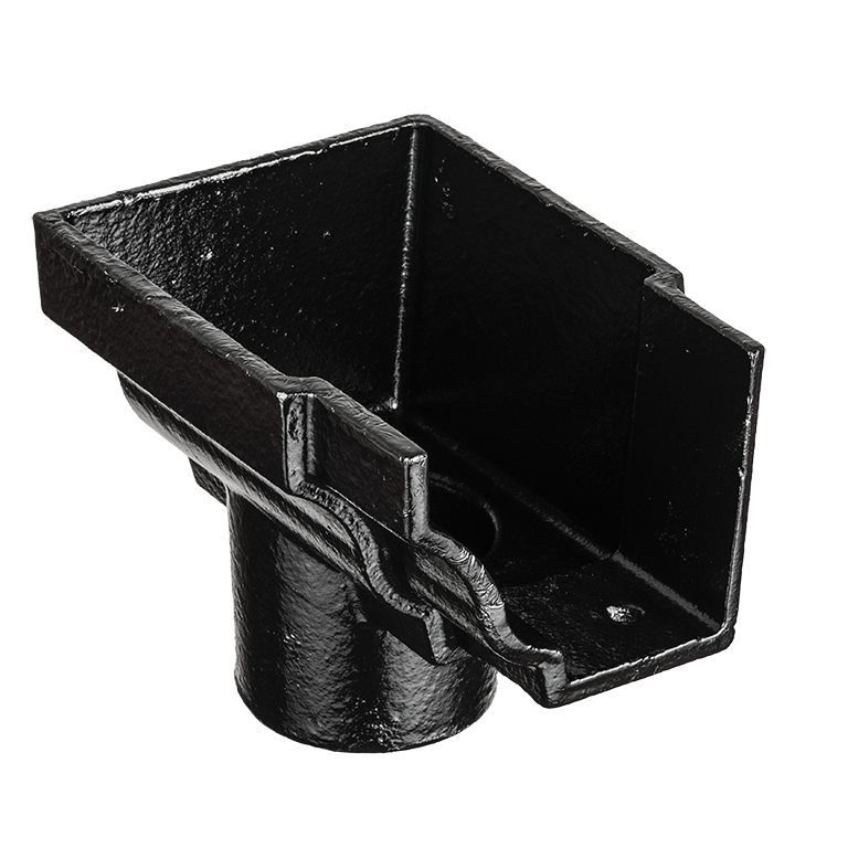 Cast Iron 5x4" Moulded Ogee Gutter Dropend Outlet 2.5" Internal Painted