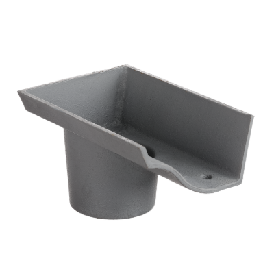 Cast Iron 5" Victorian Ogee Gutter Dropend Outlet 2.5" Internal Primed