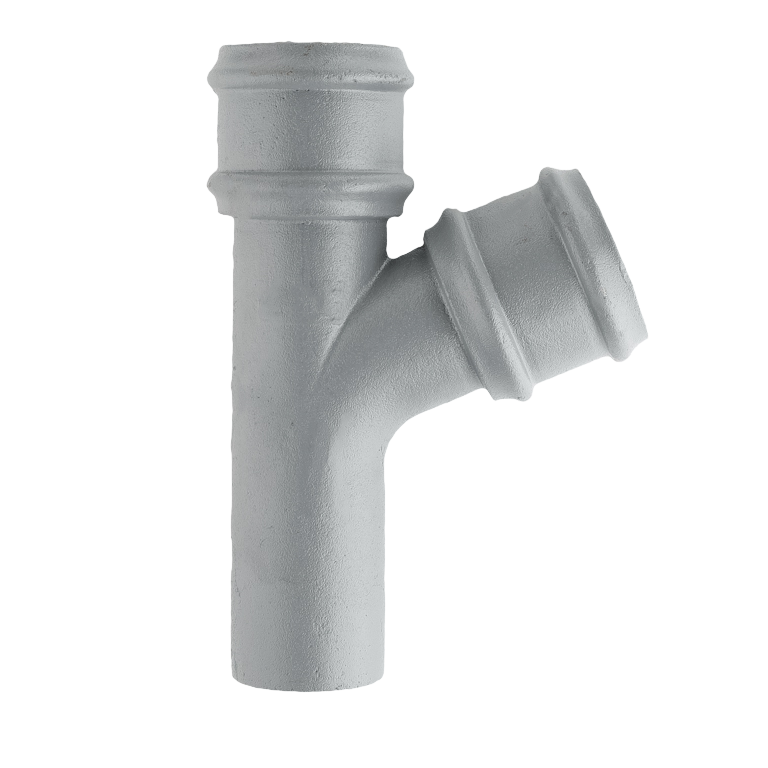 Cast Iron 3" Round Uneared 112.5 Degree Branch Primed