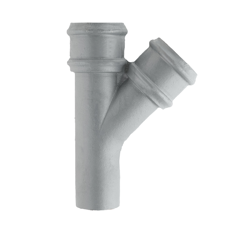 Cast Iron 2.5" Round Uneared 135 Degree Branch Primed