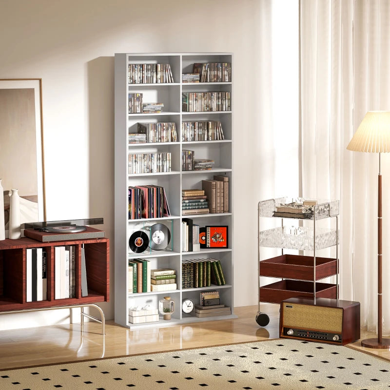Stylish 640 CD Storage Tower in White - Organize Your Media Collection with Space-Saving Design and Modern Aesthetics