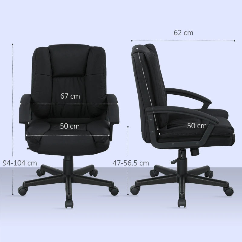 Stylish Black Linen-Look Padded Office Chair for Comfort and Support - Perfect for Home or Office Use