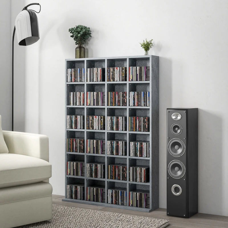 Adjustable CD Storage Unit with Shelves - 89 x 130.5 cm, Cement Grey - Modern Media Organizer for Home