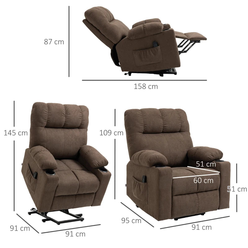 Electric Riser Recliner Chair for Elderly with Remote Control - Power Lift, Dark Brown