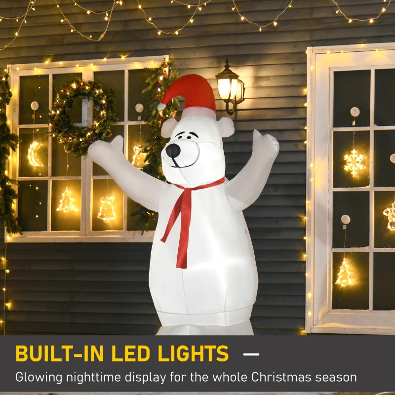 6ft Tall Inflatable Bear - Airblown Christmas Lawn Decoration for Outdoor Holiday Projection Display