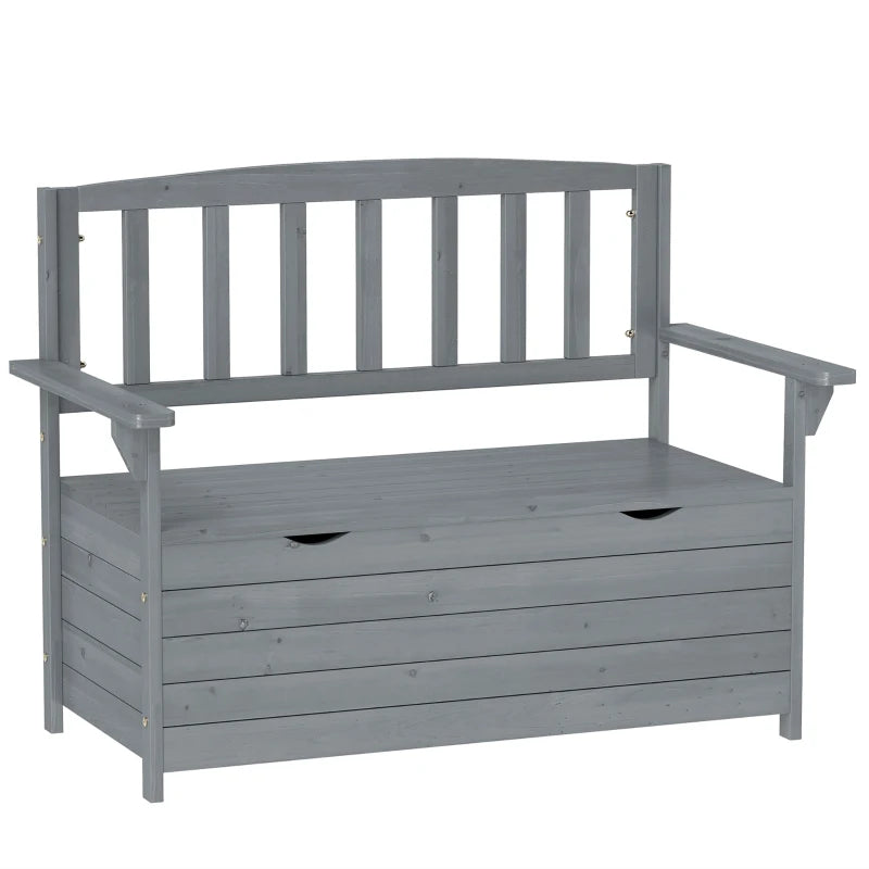 Grey Two-Seater Garden Storage Bench - Outdoor Furniture for Patio and Garden
