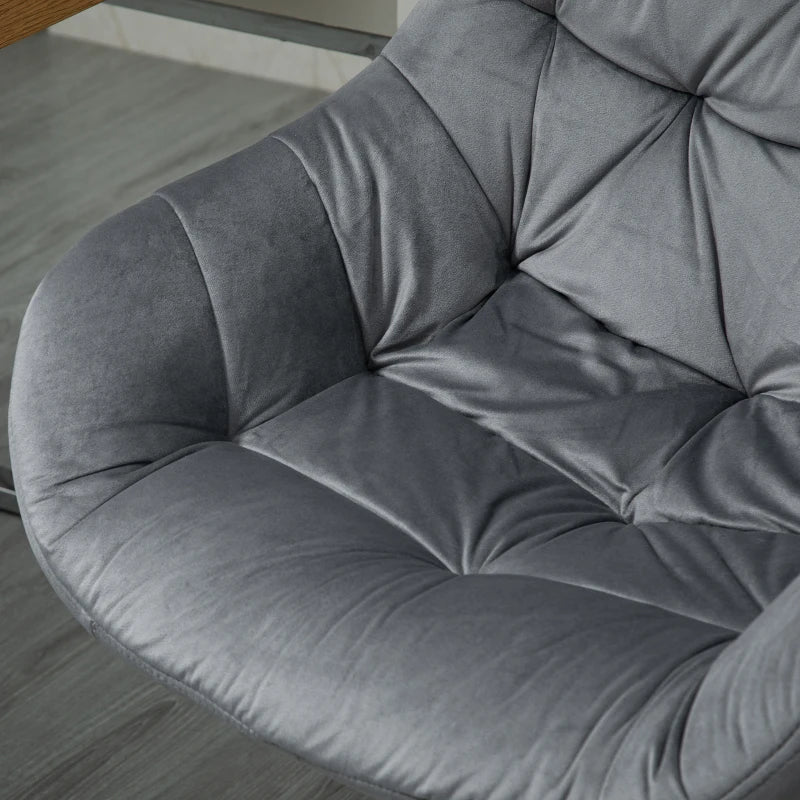 Vinsetto Ergonomic Velvet Home Office Chair - Adjustable Height, Arm & Back Support, Comfy Dark Grey Desk Chair