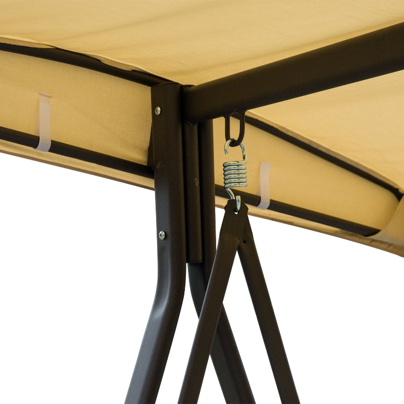 Beige 3-Seater Swing Hammock Chair with Canopy and Cushion