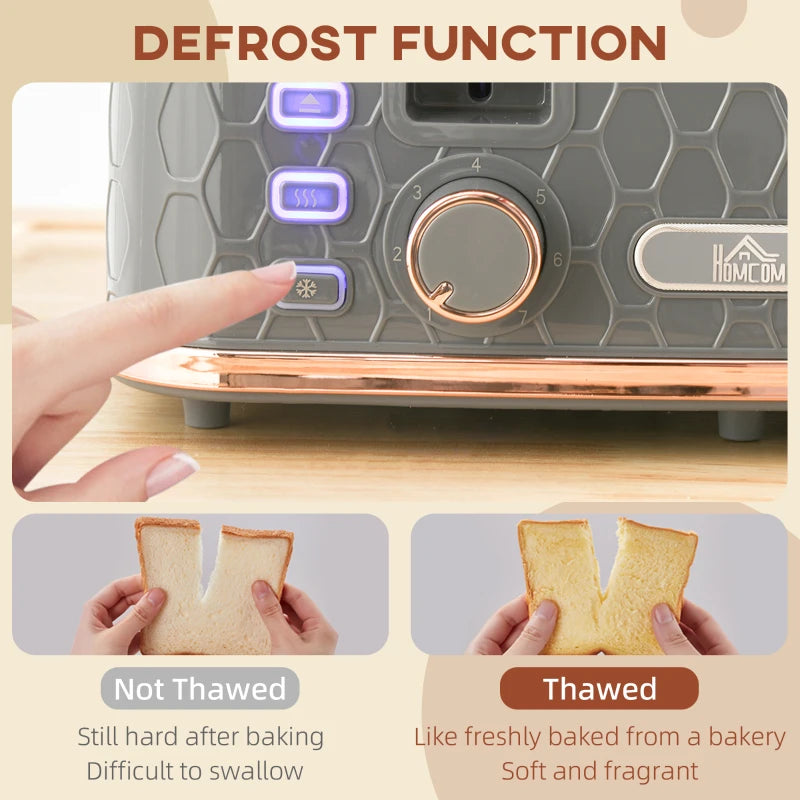 Premium Four-Slice Honeycomb Toaster in Grey - Stylish, Efficient, Perfect for Family Breakfasts, Easy to Clean, Modern Design
