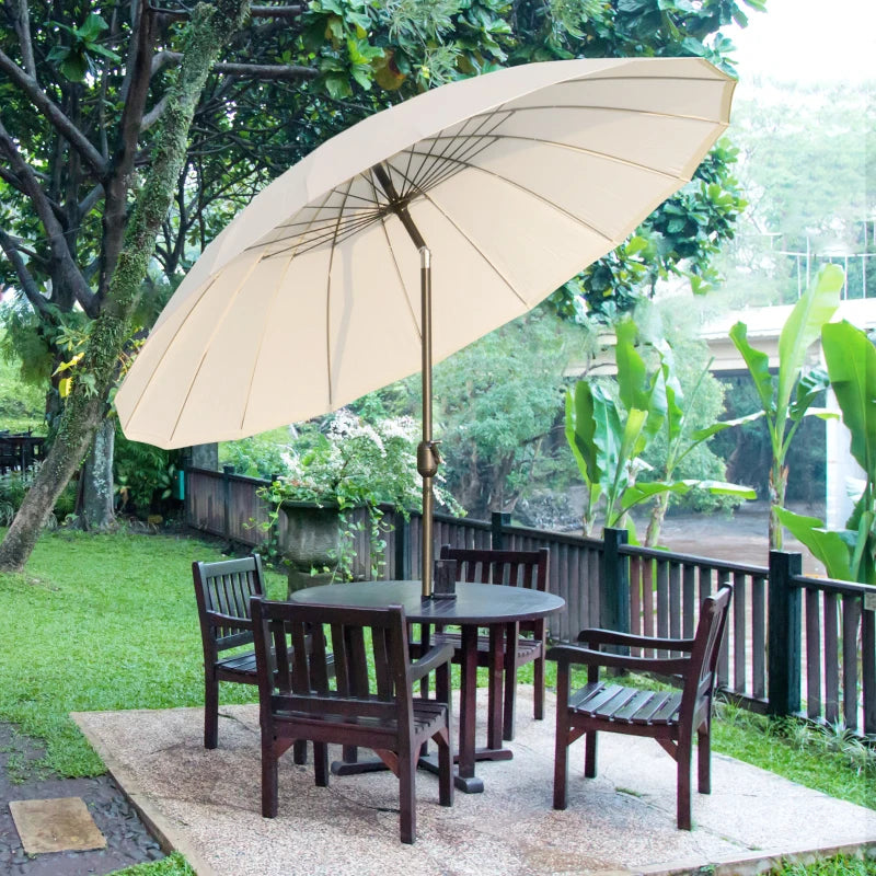 Adjustable 2.5m Garden Parasol Umbrella with Crank & Tilt, Off-White