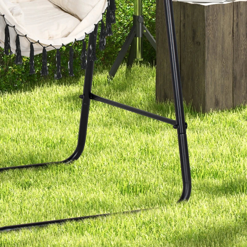 Cream White Hammock Swing Chair with Stand and Cushion