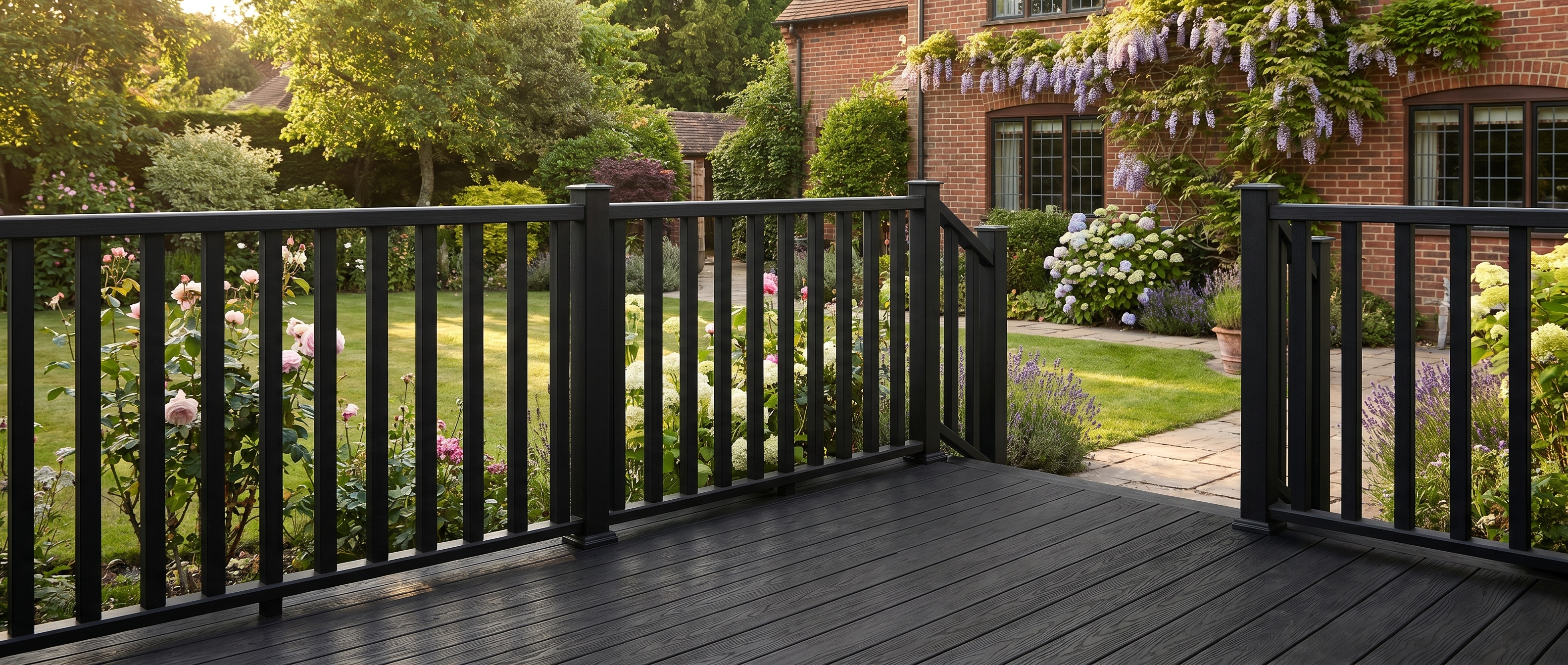 Ambideck Composite Balustrade Kit 1.64m – 2 Handrails, 10 Spindles, 20 Inserts, L-Brackets