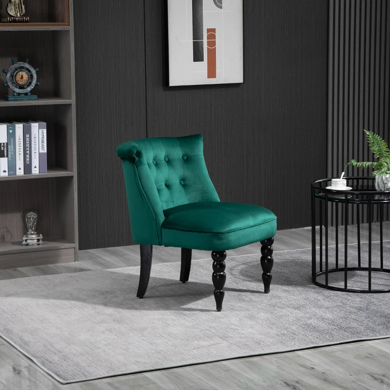 Velvet-Feel Wingback Accent Chair with Wooden Legs in Green - Stylish Home Furniture