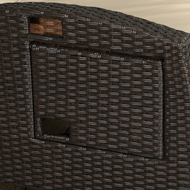 Khaki Outdoor Recliner Chair with Adjustable Backrest, Footrest, Cushion & Side Tray