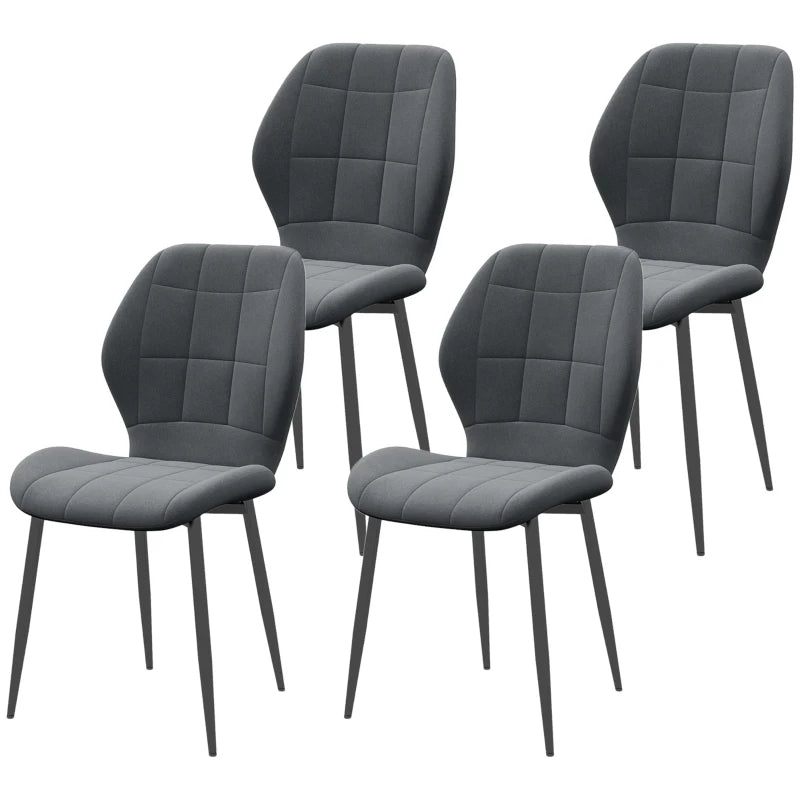 Set of 4 Dark Grey Flannel Relaxed Tub Dining Chairs - Comfortable, Stylish Seating for Modern Homes