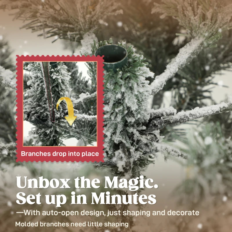 6ft Snow Flocked Artificial Christmas Tree - Realistic Holiday Decor for Festive Home Decoration