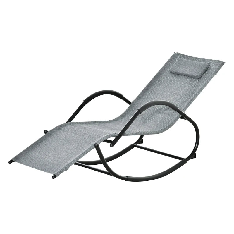 Grey Rocking Lounge Chair with Removable Pillow and Recliner Seat