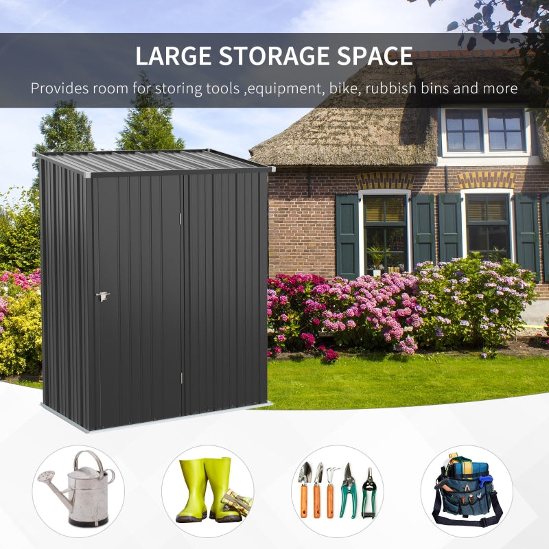 5.3ft x 3.1ft Black Metal Shed