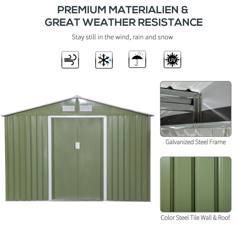 Light Green 9ft x 6ft Garden Metal Storage Shed