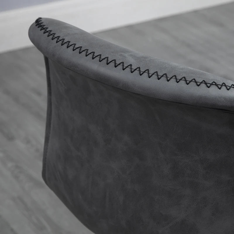 Set of 2 Dark Grey PU Leather Bar Stools with Backrest & Footrest for Kitchen, Counter & Breakfast Bar
