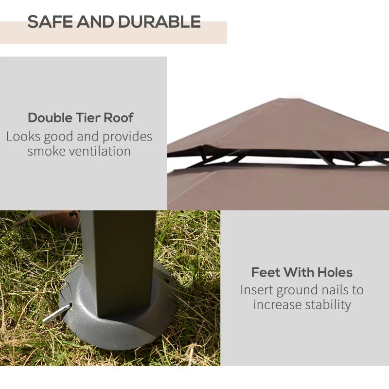 Double-Tier Coffee BBQ Gazebo - 2.5M (8ft) Grill Canopy