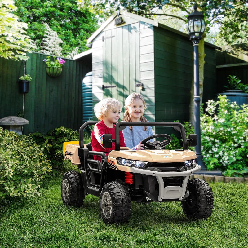 12V Yellow Electric Ride-On Car for Kids with Remote Control and Bucket Feature